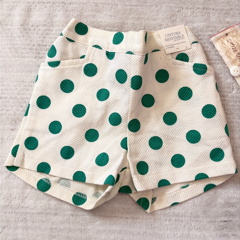 NWT Ananas Stylish Kids' Green Polka Dot Shorts 18-24M Adjustable Waist.